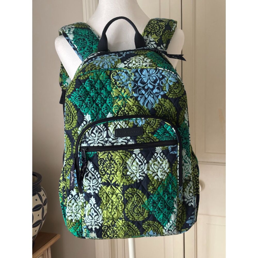 Vera Bradley Large Laptop Backpack In Caribbean Sea Retired Pattern Quilted